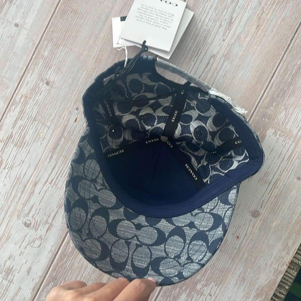 New COACH Signature Chambray Jeans Color Baseball Hat sale Authentic hat sz M/L - Picture 12 of 13
